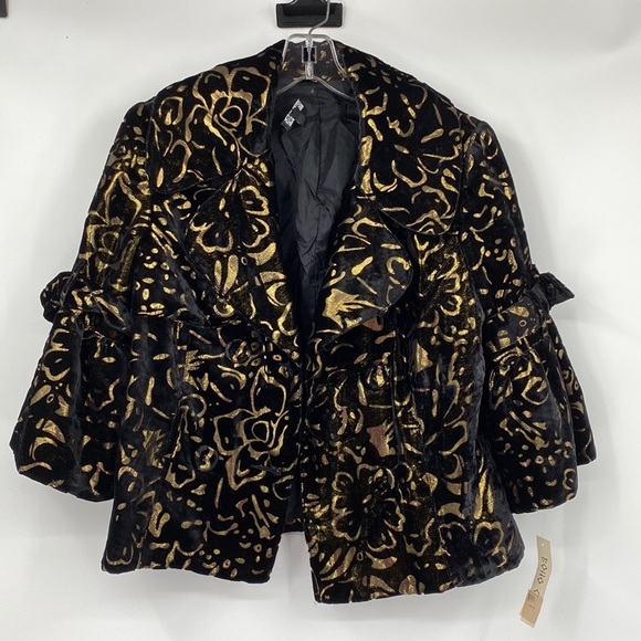 Boho Chic Vintage Dead Stock Black Gold Jacket - Picture 1 of 11